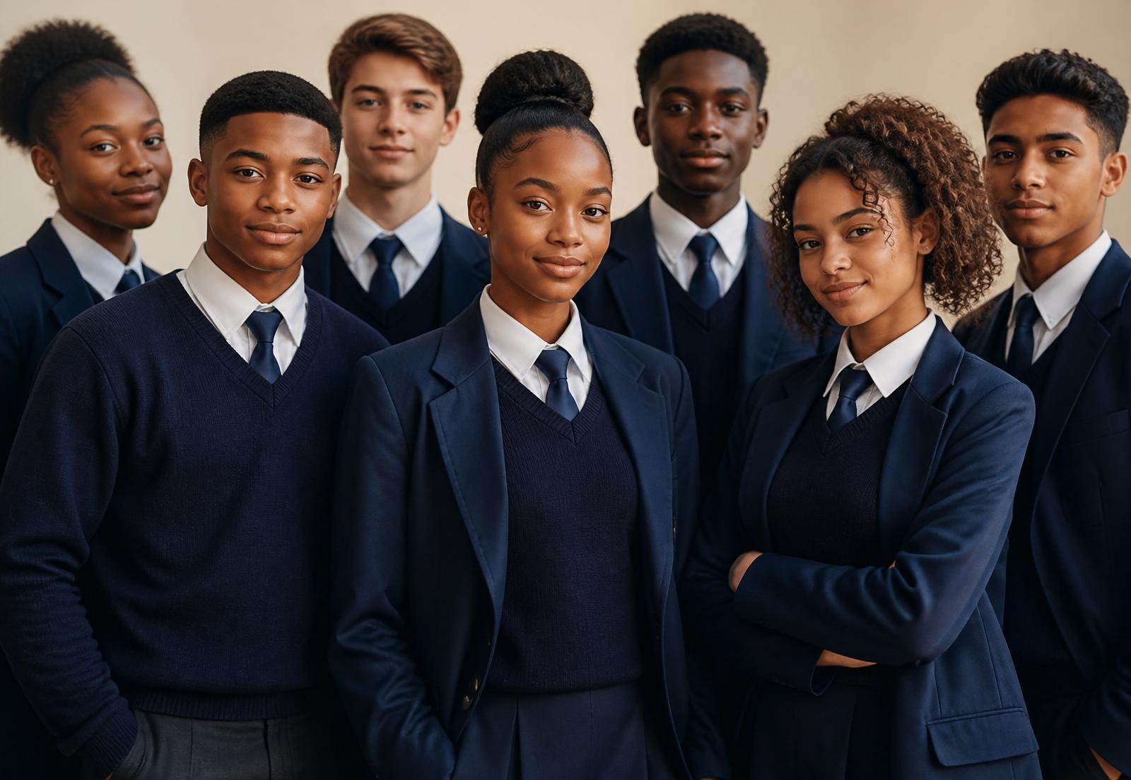 South African learners in neat school uniforms